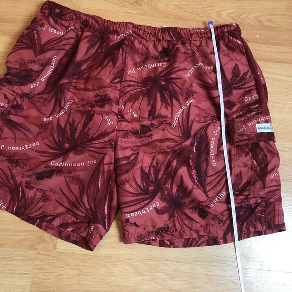 CARIBBEAN JOE Let’s Go maroon palm swim trunks XXL - Picture 7 of 11